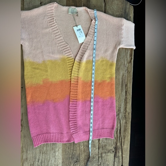 NWT DX Collection Vibrant Gradient Open Cardigan ~ Large~ fringe sleeve - Picture 9 of 10